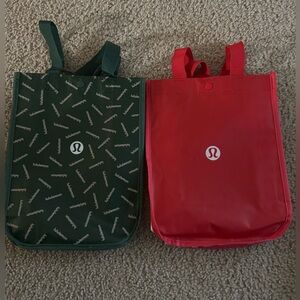 Lululemon reusable Green and Red Tote Bags